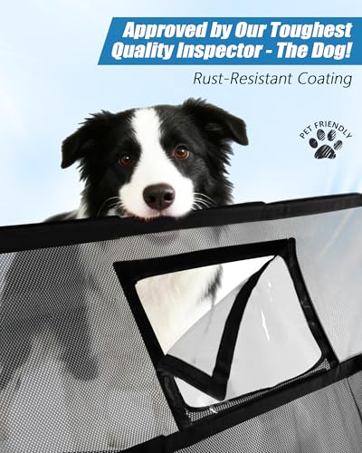 52" Wide Dog Car Barrier for SUV, Escape-Proof Dog Barrier with Removable Visual Window, Heavy-Duty Metal Frame & Chew-Resistant Mesh, Behind Front Seat Pet Divider for Cars, SUVs & Trucks