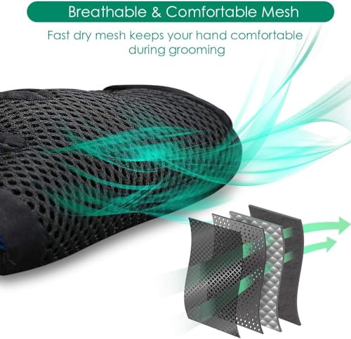 Pet Hair Remover Glove - Gentle Pet Grooming Glove Brush - Deshedding Glove - Massage Mitt with Enhanced Five Finger Design - Perfect for Dogs & Cats with Long & Short Fur - 1 Pack (Right-hand), Green - color: Green