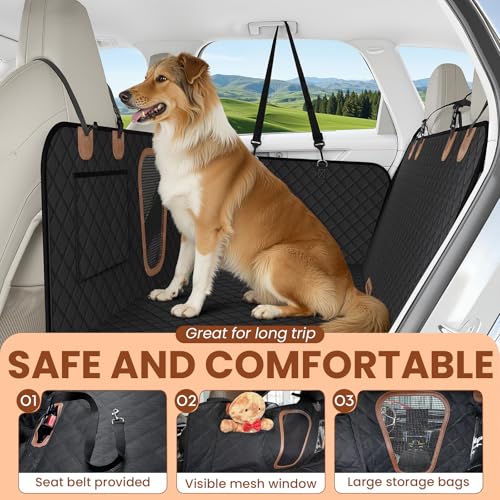 A-Pce 2025 Upgraded 600D Oxford Dog Car Seat Cover for Pets, Waterproof Scratch Resistant Nonslip Back Seat Protector, Heavy Duty Durable Pet Travel Hammock for Sedan SUV, Black - size: Standard