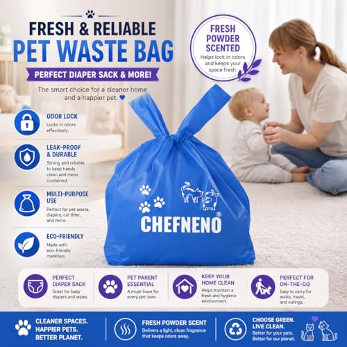 Cat Litter Waste Bags Biodegradable (500 ct., Blue) Bulk Dog Poop Bags with Easy Tie Handles Earth-Friendly Fresh Powder Scented Doggy Poop Diaper Bag Disposable Sanitary Pad Waste Bags (500 Bags) - color: Blue - Scented (500 ct.)