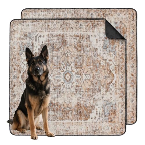 Washable Pee Pads for Dogs 2 Pack, Absorbent Reusable Puppy Pads Waterproof, Leakproof & Non-Slip Whelping Pad, Potty Training Pads for Dogs Playpen Mat 48x48 - color: C Brown, size: 48"x48"(2 Pack)