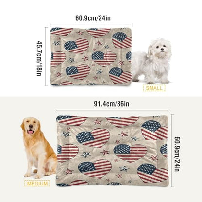 Independence Day Pattern Pet Bed Mat for Dogs and Cats, Soft Washable Crate Pad with Non-Slip Bottom, Cozy Bed Cushion for Small Medium Large Pets, 24x36 Inch - size: Medium