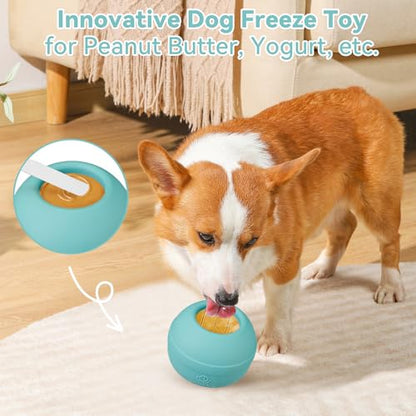 Long-Lasting Interactive Dog Lick Toy, Stuffable Dog Enrichment to Keep Dogs Busy, Wobbly Treat Dispensing Freezable Chew Toys, Food-Grade Safe (Teal Blue,S) - color: Teal Blue, size: S