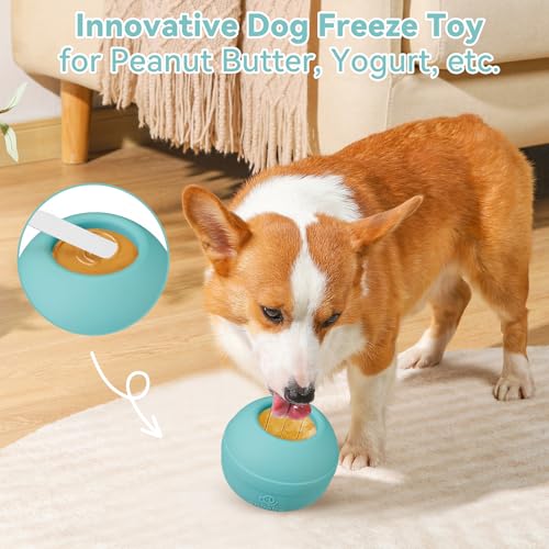 Long-Lasting Interactive Dog Lick Toy, Stuffable Dog Enrichment to Keep Dogs Busy, Wobbly Treat Dispensing Freezable Chew Toys, Food-Grade Safe (Teal Blue,M) - color: Teal Blue, size: M