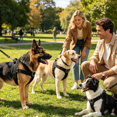 No Pull Dog Harness - Escape Proof Adjustable Vest, Breathable Mesh Anti-Choke Design with Reflective Straps, Training Harness for Small Medium Large Dogs for Daily Walking Camping Traveling - size: M