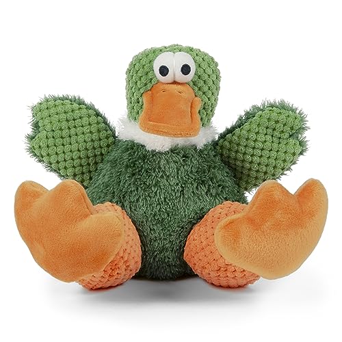 goDog Checkers Sitting Duck Squeaky Plush Dog Toy, Chew Guard Technology - Green, Large - color: Sitting Duck (Green), size: Large
