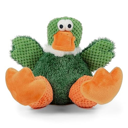 goDog Checkers Sitting Duck Squeaky Plush Dog Toy, Chew Guard Technology - Green, Large - color: Sitting Duck (Green), size: Large
