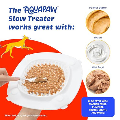 Aquapaw Lick Mat for Dogs 2-Pack XL, Suction Cup Dog Slow Feeder Pad & Licking Mat for Peanut Butter Treats – Calming Dog Bathing Aid, Stress Relief & Mental Stimulation for All Breeds - White