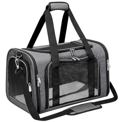 Soft-Sided Cat/Dog/Pet Carrier, Collapsible Pets Travel Carriers for Big Cats/Small Dogs with Shoulder Strap & Removable Mat, Mesh Puppy Carry Bag, Up to 25 Lbs (Dark Grey) - color: Dark Grey, size: 20"L x 13"W x 13"H