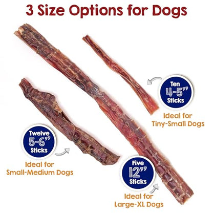 Riley's Steer Bully Sticks for Large to XL Dog Breeds - Odor Free, Single Ingredient Treat - Easily Digestible, 100% Beef Pizzle Sticks for Dogs - 12", 5ct