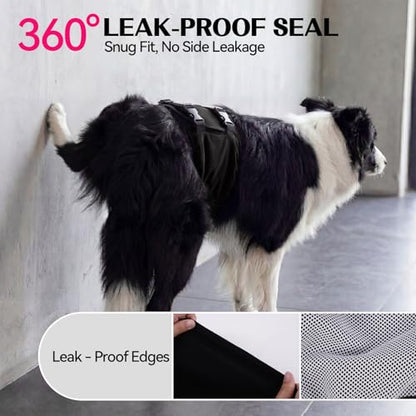 DENTRUN Male Dog Wrap - Machine Washable Post-Surgery Recovery & Heat Cycle Diaper, Prevents Licking, Mounting, Adjustable Belly Band, Marking Prevention Band, Leak-Proof Edges, Fast Drying - color: Black, size: L