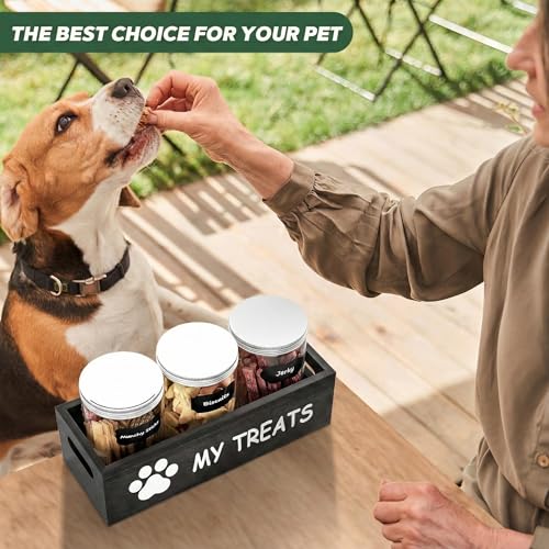 qeerable Dog Treat Container Airtight Storage Jars Set of 3 - Clear Plastic Pet Treat Canister with Lids - Dog Food Container for Countertop Organization (grey) - color: Grey
