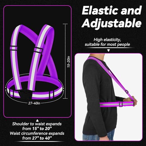 Reflective Vest Running Gear,High Visibility Adjustable Safety Vest for Outdoor Motorcycle,Dog Walking,Night Running,Hiking - color: Purple X3