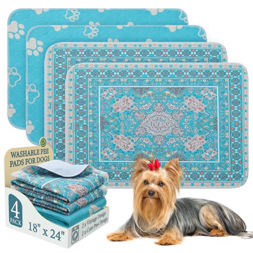 Homimp Washable Pee Pads for Dogs, 4 Pack Reusable Puppy Pads, Absorbent and Leakproof Dog Pee Pads, Non Slip Puppy Training Pads, Pet Mat for Floor, Crate, Couch, Whelping, 18"x24" - size: 18"x24"(Pack of 4)