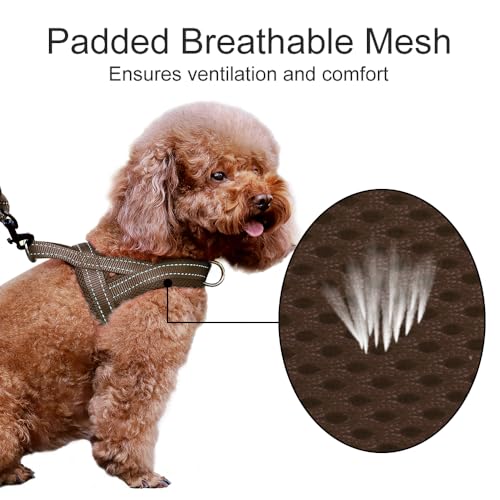 Plutus Pet No Pull Dog Harness with Breathable Mesh Padded, Adjustable Reflective Escape Proof Dog Harness, Quick Fit Dog Vest Harness for Small Medium Large Dogs(XS, Chocolate) - color: Chocolate, size: XS: chest 13.8"-17.3"