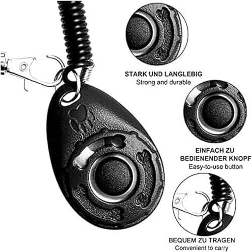 2 Pack Pet Training Clicker with Wrist Strap, Clicker for Pets, Dog Clicker Perfect for Dog Cat Horse Behavioral Training (Black, White)