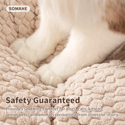 SOMAHE Cat & Dog Bed Mat, Soft Plush Flat Cat Bed with Non-Slip Bottom, 1.2" Thick All-Season Kneading Cushion, Machine Washable Pet Bed for Cats & Small Dogs 20×27Inch, Milk - color: Milk, size: 27"L x 20"W x 1.2"Th
