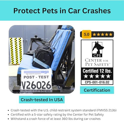 Crash-Tested Expandable Cat Carrier & Small Dog Car Seat - CPS Certified for Crash Protection & Safe Pet Travel. - size: Medium-20x12x12