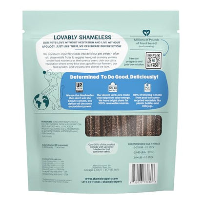 Shameless Pets Blueberry & Mint Dental Chews for Dogs, 32 Chews - Natural Dog Teeth Cleaning Treats with Fresh Breath Benefits | Grain-Free Dental Sticks for Small, Medium & Large Dogs - size: 1.75 Pound (Pack of 1)