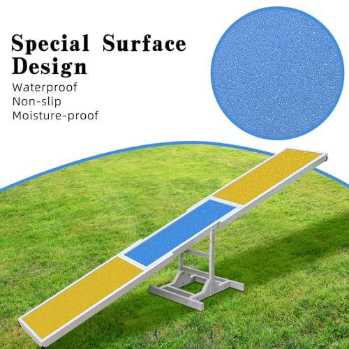Dog Agility Seesaw - 118"x13"x21" Dog Agility Training Equipment for Backyard Obstacle Courses, Weather Resistant & 2-Level Height Adjustable