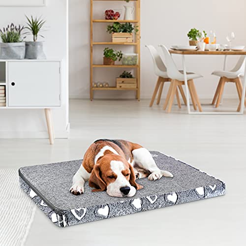 VANKEAN Dog Crate Mat - Reversible Cool & Warm Stylish Bed, Waterproof & Machine Washable, Supports Small to XXL Dogs, Grey - size: L(36 x 24 x 3")