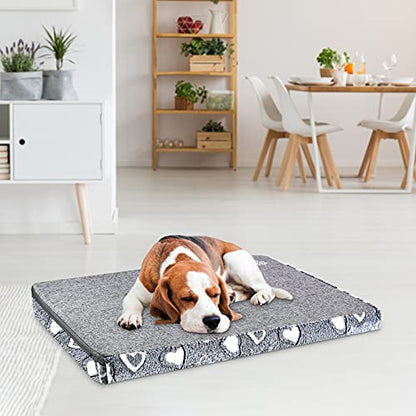 VANKEAN Dog Crate Mat - Reversible Cool & Warm Stylish Bed, Waterproof & Machine Washable, Supports Small to XXL Dogs, Grey - size: L(36 x 24 x 3")