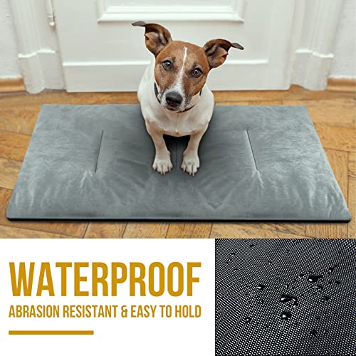ONETIGRIS Travel Dog Bed - Portable, Washable, Waterproof Anti-Slip Dog Camping Bed, 3.6ft by 2.2ft Outdoor Indoor Bed Mat Cushioned Plush Warm Puppy Mattresses - color: Thickened Version - Grey