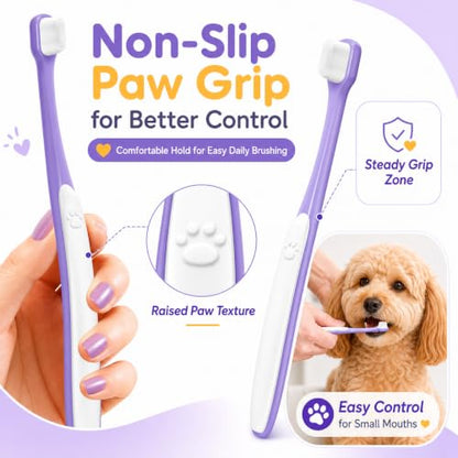 Small Dog Toothbrush, Mini Head, Soft Bristles, Under 30 lbs | Gentle Tiny Teeth Care. Curved Handle Reach. Soft Gum Comfort. Rubber Grip Control. Easy Daily Brushing. - size: 2 Count (Pack of 1)