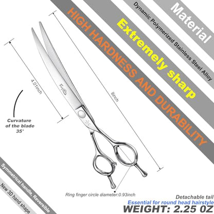 High-end Professional Dog Grooming Curved Scissors Pet Curved Shears 7.5 Inches Extremely Very Sharp Made Of Stainless Steel Alloy By Hand For Dog Cat Groomer - size: 7.5inch, style: Curved Shears