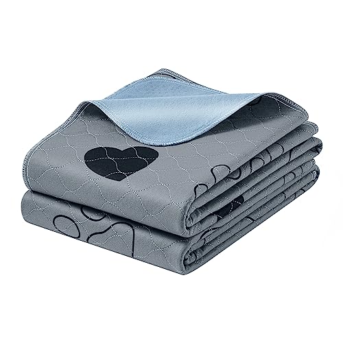 Feandrea Washable Dog Pee Pads, 2 Pack, Reusable Dog Pads, 60 x 48 Inches, XXL, Waterproof Pet Training Pads, Leakproof, Non-Slip, Super Absorbent, Gray UPTD048G01 - size: XXL (60"L x 48"W)