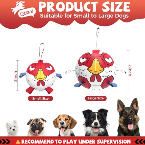 QDAN Dog Toy Balls: Pet Training Soccer Ball Dog Toy with Straps- Puppy Extra Small Dog Balls Beach Pool, Dogs Herding Ball, (5 Inch) - color: Red, size: 5 Inch