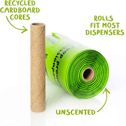 PLANET POOP Home Compostable Dog Poop Bags Extra-Long with Handles 60 Un-Scented Pet Waste Bags Plastic Free, Thick Leakproof Plant-Based Doggy Bag, Cats & Dogs Pet Supplies - size: 60 Count (Pack of 1)