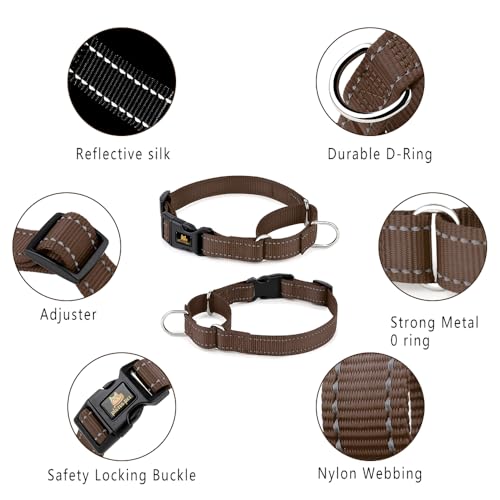 PLUTUS PET Reflective Martingale Collar with Quick Snap Buckle,No Pull Dog Choker Collar for Small Medium Large Dogs,XS, Chocolate - color: Chocolate, size: XS：10"-12"
