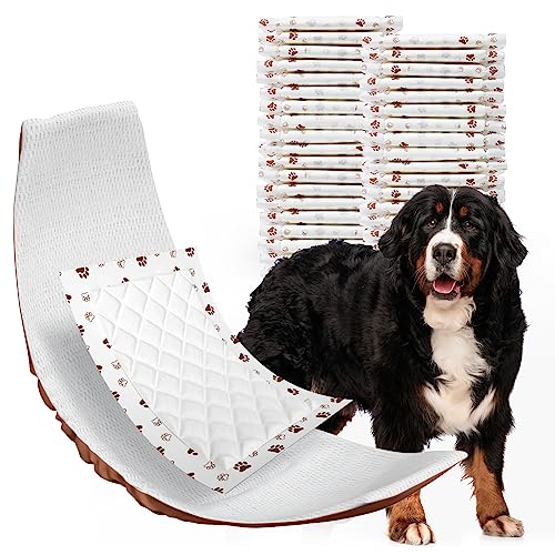 MICOOYO Dog Diaper Liners, Dog Diaper Pads, Disposable Dogs Booster Pads for Puppy, Belly Band Dogs Diapers Liners Male Doggie Diapers Inserts (Paws, XL, 50Count) - size: XL 50Count