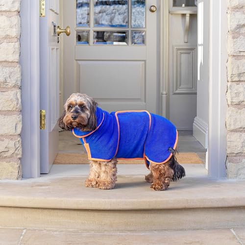 Lucky Pooch® Dog Robe - Luxurious Dog Bathrobe - Ultra Absorbent Dries Your Dogs in Minutes! Double-Layer, Super Soft Towel and Bath Robe All in One (XS, Royal Blue) - color: Royal Blue, size: XS