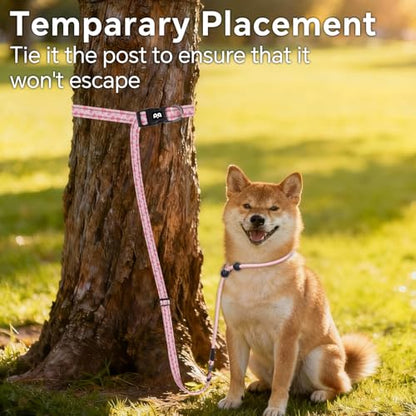 QQPETS Adjustable Slip Lead Dog Leash, Hands Free Waist Leash for Dog Walking, Reflective Training Lead with 360° Swivel Anti-Tangle, 4-7 ft Length for All Breeds - color: Pink Heart