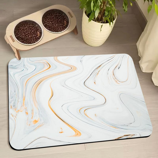 Dog Food Mats for Floors Waterproof, Dog Cat Water Bowl Mats Pet Feeding Absorbent Mat Dog Cat Pet Placemats for Food and Water Marble 12 * 20 inch - color: Marble, size: 20"L x 12"W