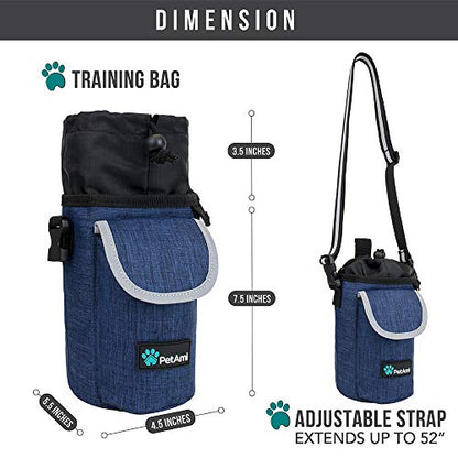 PetAmi Dog Treat Pouch, Large 3-Cup Dog Training Treat Bag with Poop Bag Dispenser, Hands-Free Waist Belt & Crossbody Strap, Reflective with Multiple Pockets & Belt Clip (Navy) - color: Navy