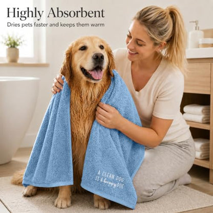 DAN RIVER Dog Towel - Pack of 1, 100% Cotton, 20x40, Ultra Soft 450 GSM, Super Absorbent & Quick Drying Towel for Dogs, Cats, and Other Pets, Riviera. - color: Riviera