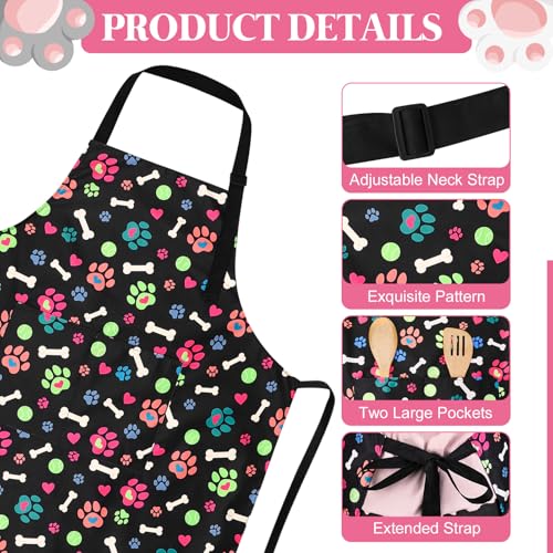 Dog Grooming Waterproof Apron with 2 Pockets, Cute Animals Puppy Dog Pets Apron - style: Heart-shaped Dog Paws and Ball