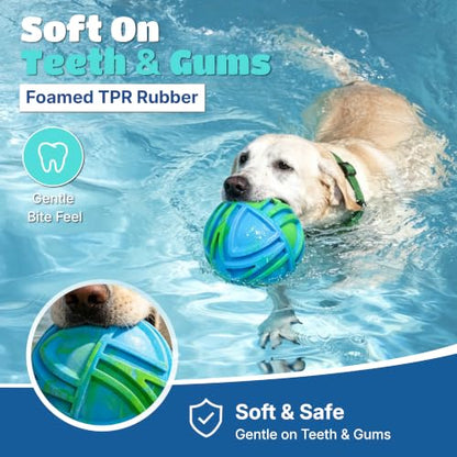 Dog Balls for Large Dogs, 7 Inch Large Dog Ball, Bouncy Floating Fetch Toy, Interactive Rubber Ball, Durable TPR Foam Outdoor & Water Toy for Medium & Large Breeds (Blue & Green Swirl) - color: Blue & Green Swirl