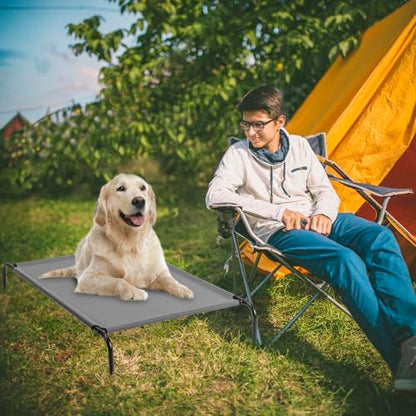 Outvita 50 Inch Elevated Dog Bed, Outdoor Cooling Raised Pet Cot, with Waterproof Textilene Mesh, Washable, Breathable, Alloy Steel Frame, Portable, Chew Proof, Indoor & Outdoor (Gray)
