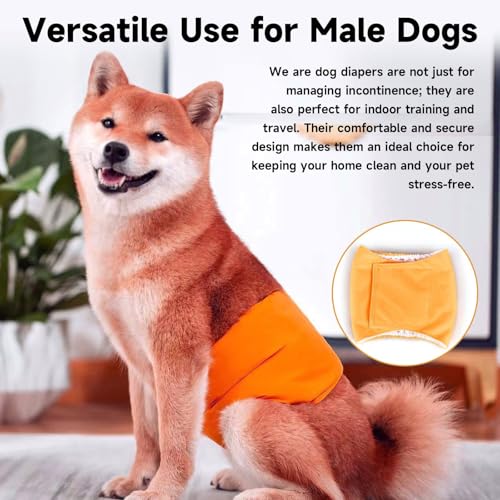 4 Pack Washable Male Dog Diapers Reusable Belly Bands - Quick-Absorbing, Leakproof, Outdoor Training & Senior Dogs | Fits Small, Medium, Large Breeds(S) - size: S(12.60-16.14")
