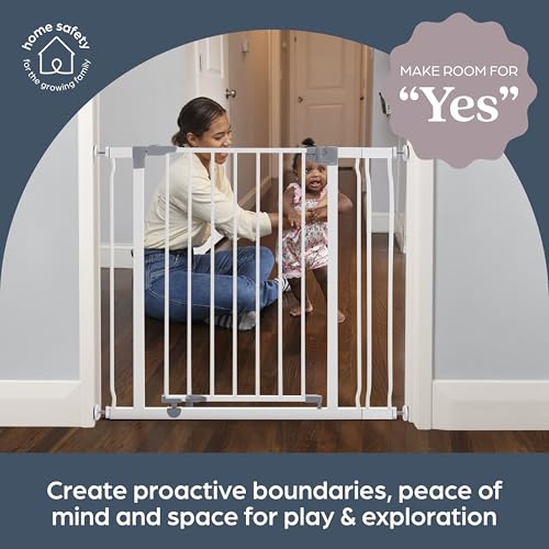 Dreambaby Liberty Walk Thru Baby Safety Gate Set - with 3.5inch Extension Panel - Fits 29.5-36.5inch Openings - Pressure Mounted Security Gates - White