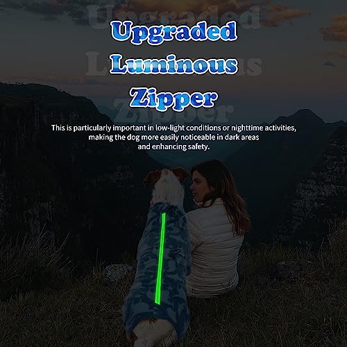 ROZKITCH Dog Fleece with Legs, Pet Windproof Warm Cold Weather Jacket Vest with Luminous Zipper, Jumpsuit Apparel Outfit Clothes for Small Medium Large Dog Shark XS - color: Blue-shark, size: XS