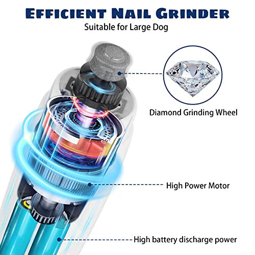 Dog Nail Grinder with 5 LED Shadow Free Light, Dog Nail Trimmer Protect Pet Paws from Over Grinding with 2 Speed Super Power Motor for Small, Medium and Large Dogs & Cats Paws Grooming - color: Grinder