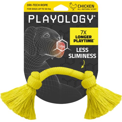 Playology Dog Toys | Dri-Tech Rope Toy Tug of War Rope for Aggressive Chewers | Medium Chicken Scented Toy - Easy to Clean and Made from Non Toxic Materials - size: Medium, style: Chicken