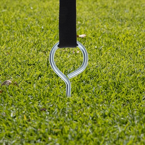 Luxshiny Spiral Shaped Dog Stake and Portable Tent Ground Anchor, Wear-Resistant Steel Pet Tie-Out Stake with Strap, Heavy Duty Camping and Outdoor Ground Peg for Securing Tents and Pets