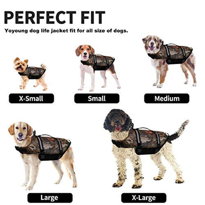 Camo Pet Life Preserver Jacket,Camouflage Dog Life Vest with Adjustable Buckles,Dog Safety Life Coat for Swimming, Boating, Hunting | (XS, S, M, L, XL) … - color: Camo dog life jakcet, size: L
