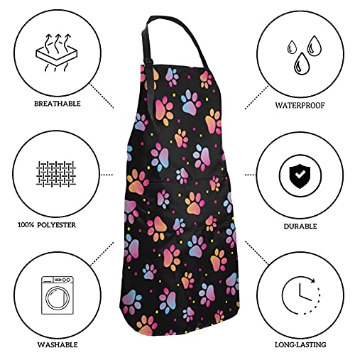 Dog or Paw Apron - 33" x 28" Large with 26" Waist Ties, Lightweight, with 2 Pockets for Your Cooking Essentials - style: Dogs Paw